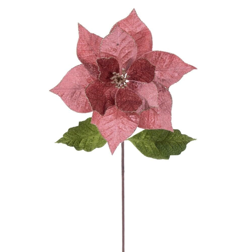Planta artificial Vickerman Poinsettia Stem Rose Gold 51 cm