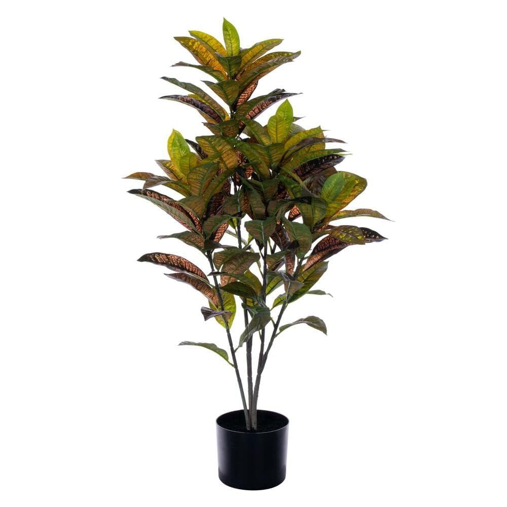 Planta artificial em vaso Vickerman Croton 91 cm Verde