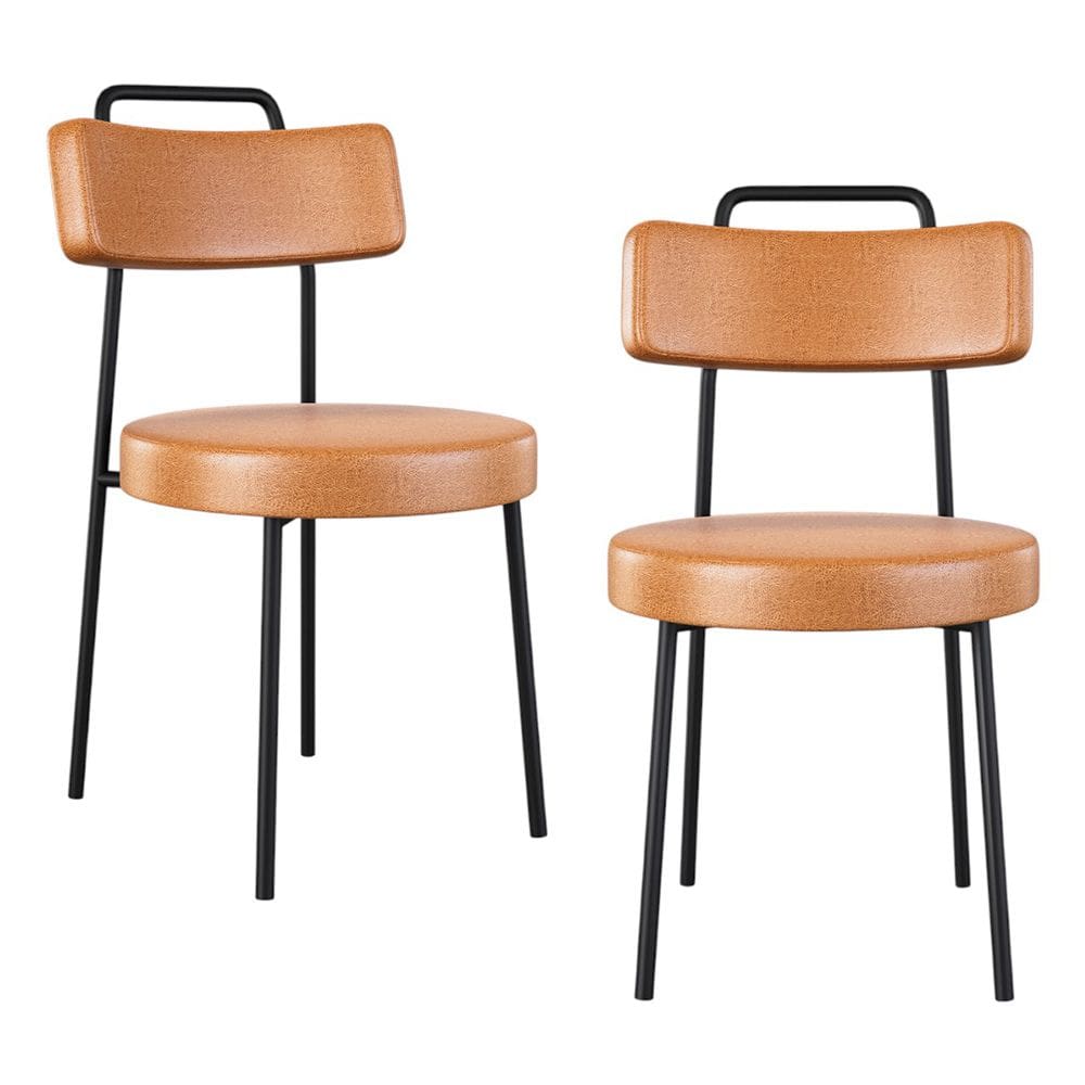 Kit 02 Cadeiras Sala de Jantar Kobe Estofada com Encosto Couríssimo Whisky - Abmaza