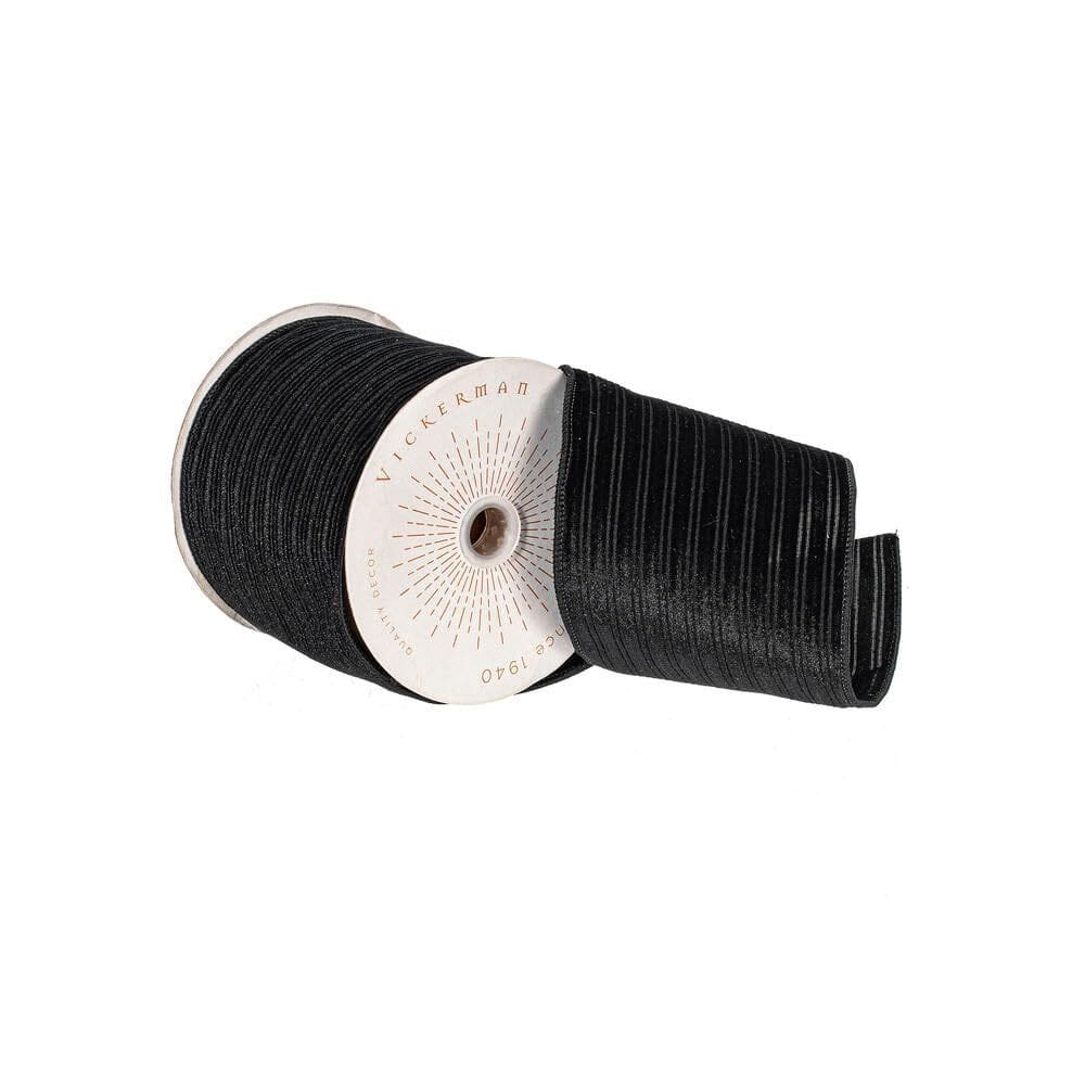 Fita decorativa Vickerman 10m forrada de veludo preto em cetim