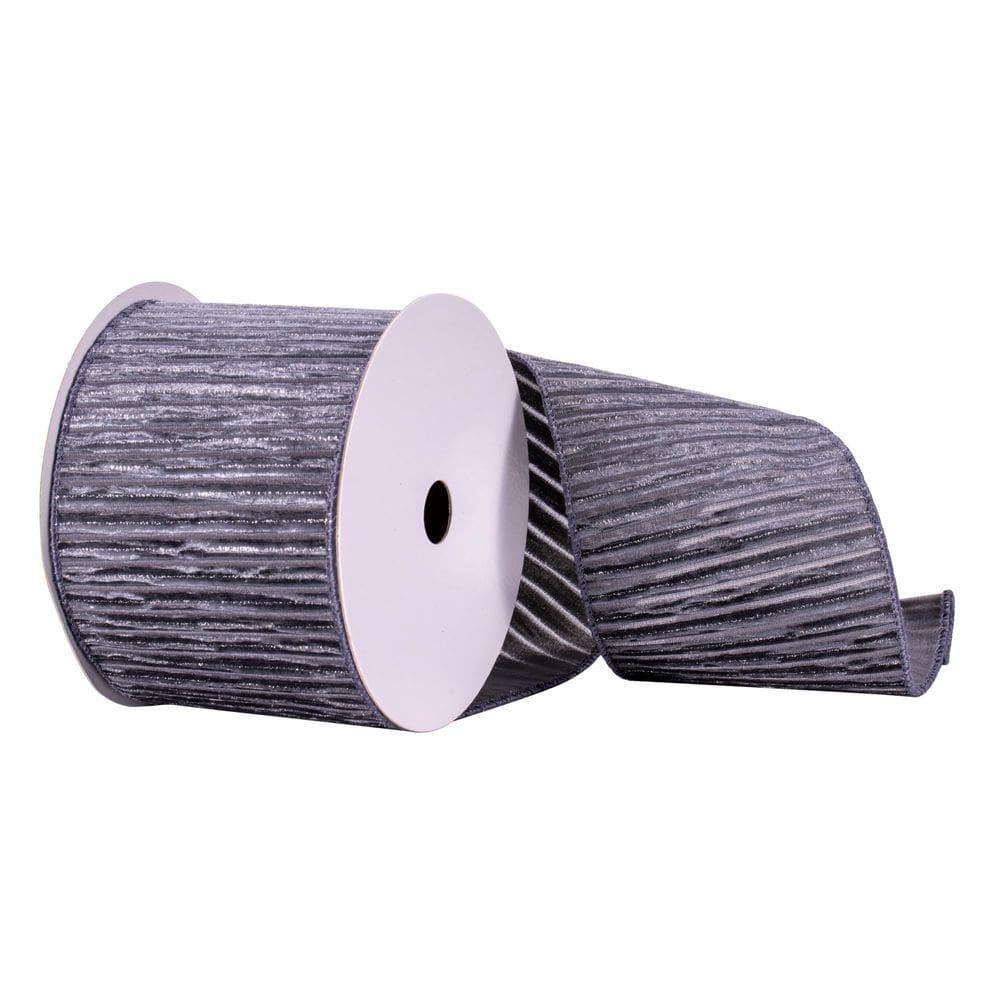 Fita decorativa Vickerman 10m Pewter Stripe Wired Edge