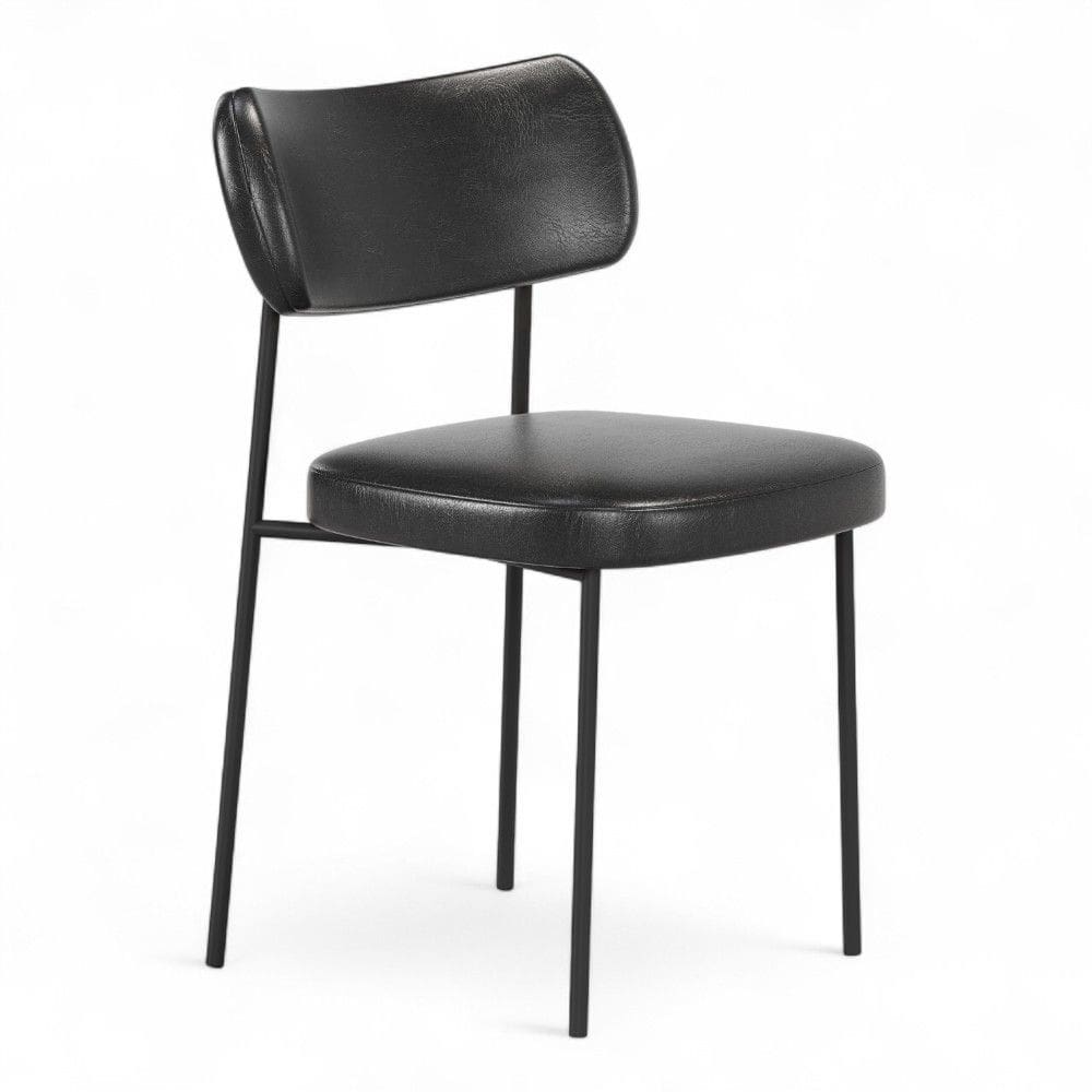 Cadeira Sala de Jantar Lila Estofada com Encosto Couríssimo Preto - Abmaza