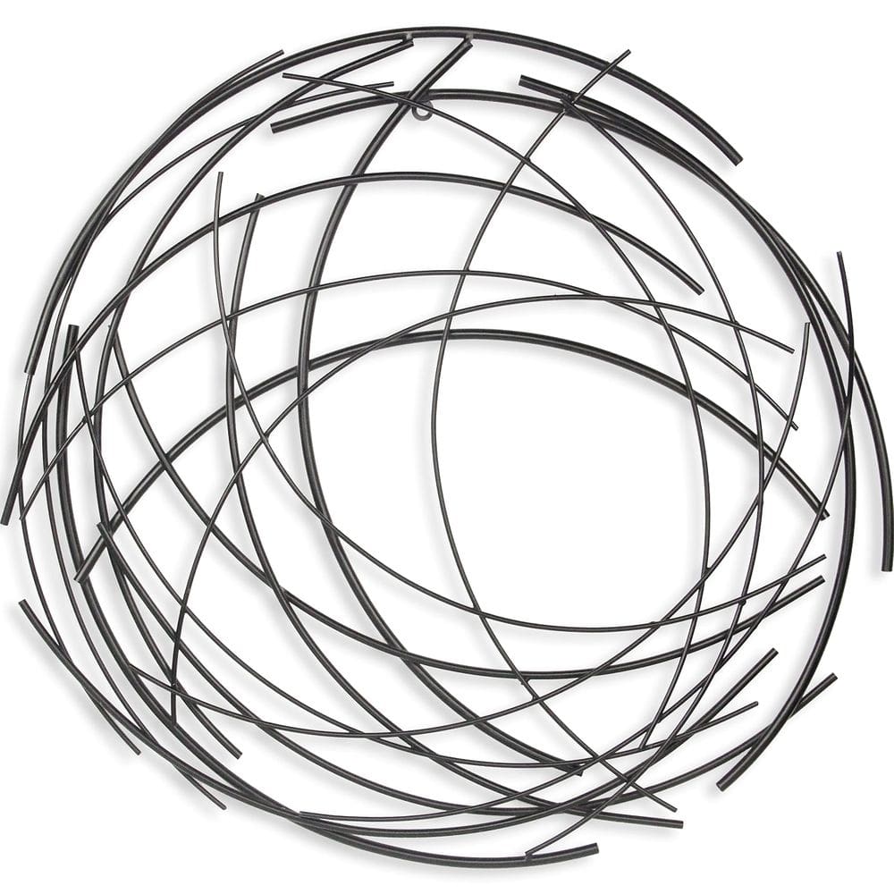Escultura de Pared Redonda Cheung`s Denine de Metal Negro de 64 cm