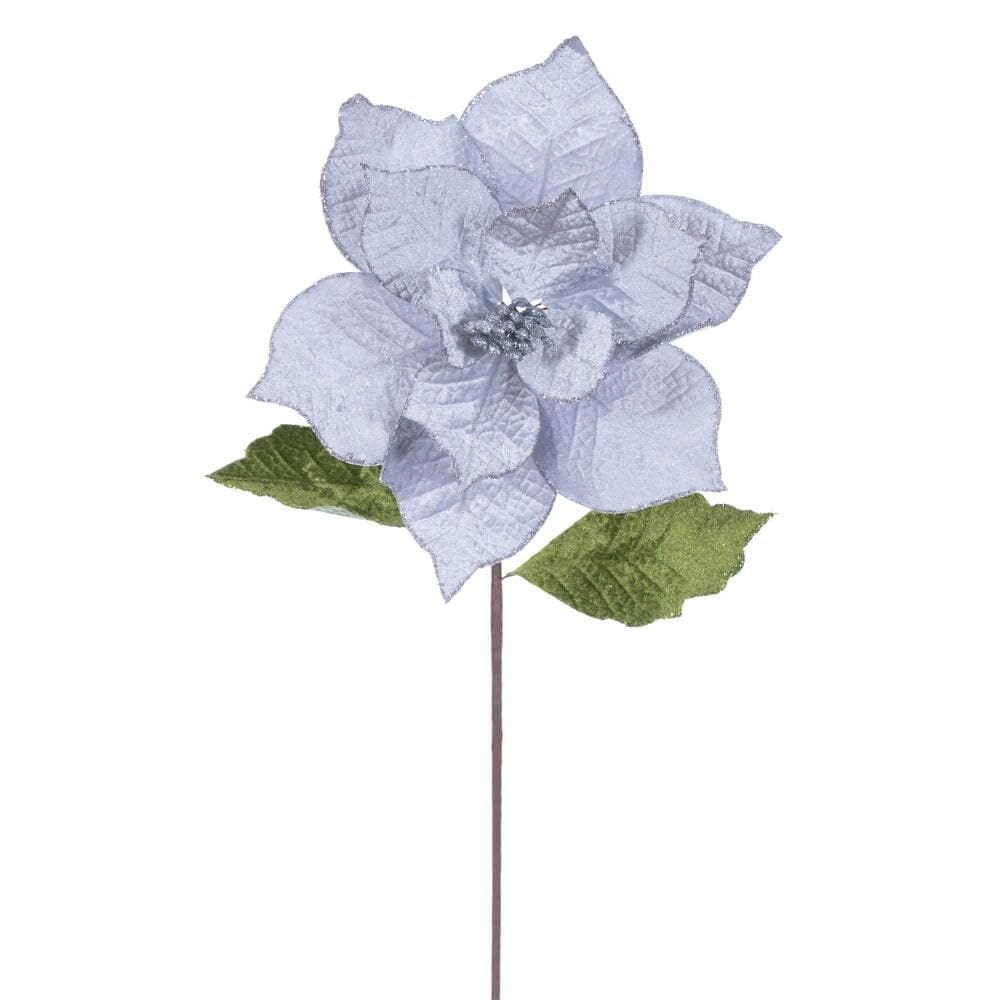 Haste de poinsétia Vickerman Silver Velvet 30x51 cm 4 unidades