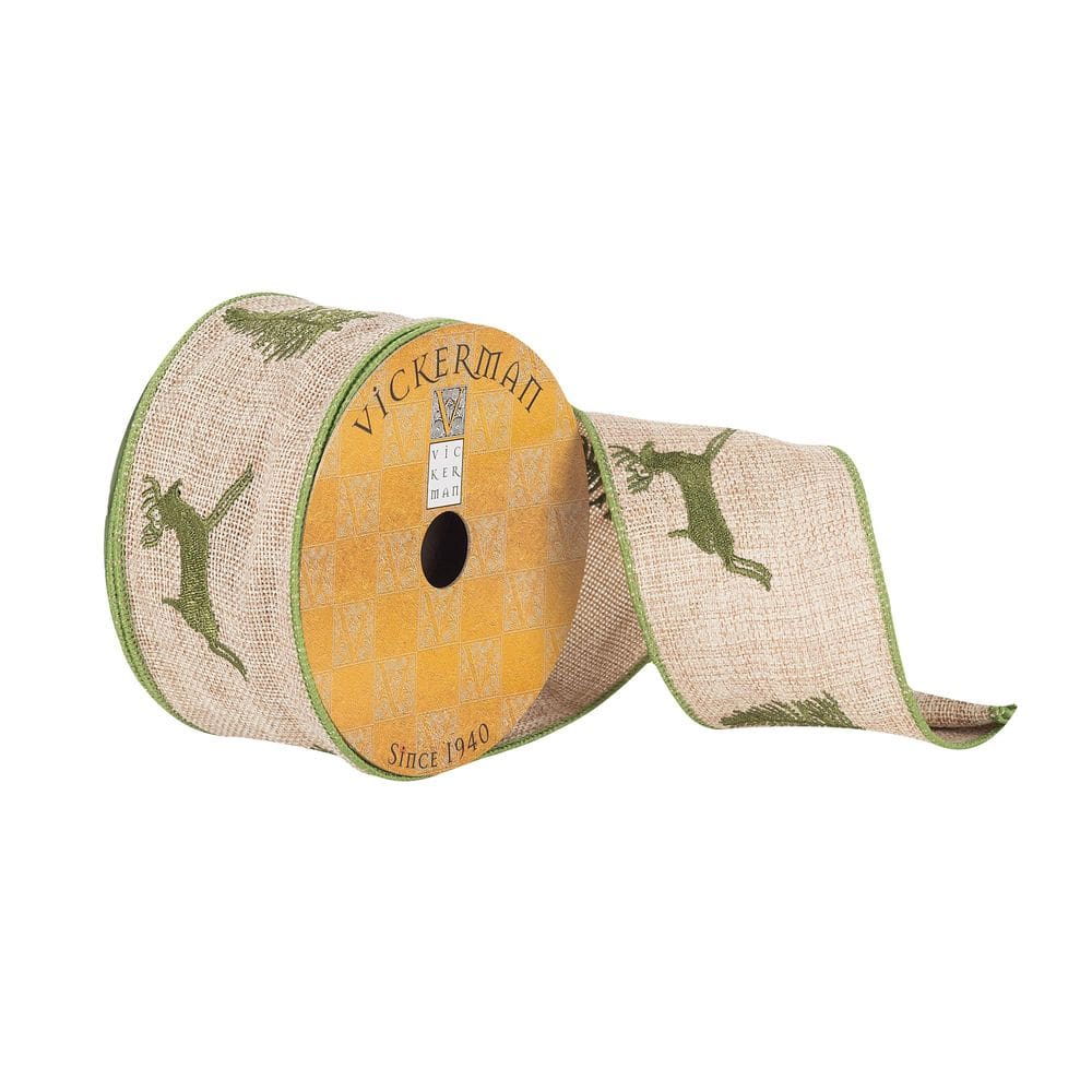 Fita decorativa Vickerman Tan 6,4 cm x 9,1 m com fio