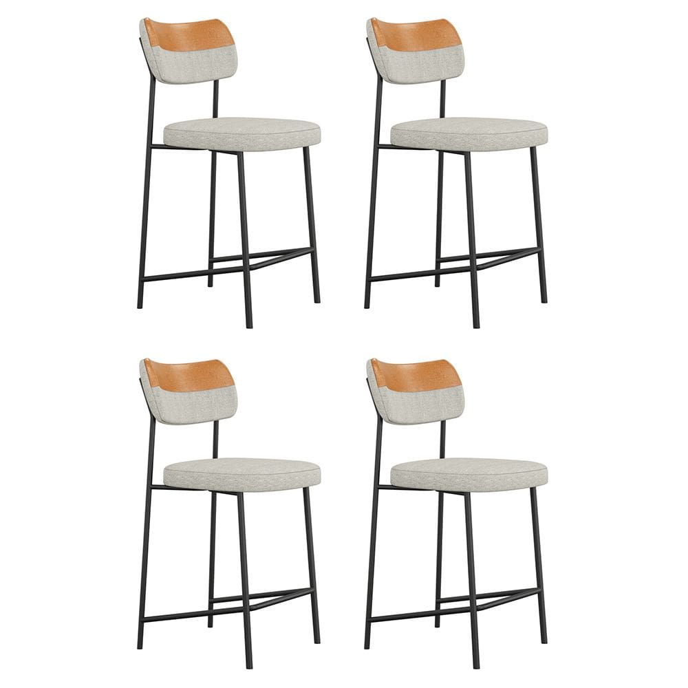 Kit 04 Banquetas Médias Cozinha Lila Couríssimo Whisky Linho Cinza - Abmaza