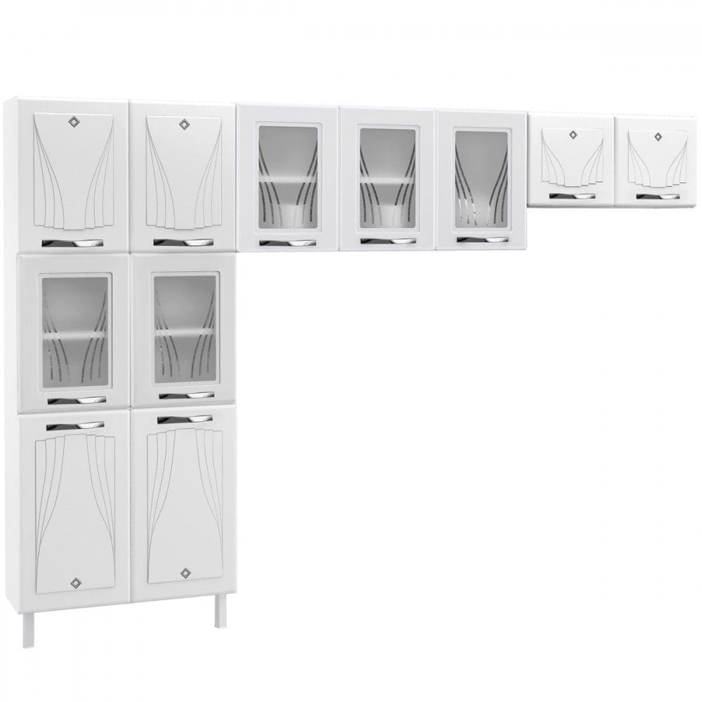 Cozinha Compacta Star New 11 Portas com Vidro Branco - Telasul