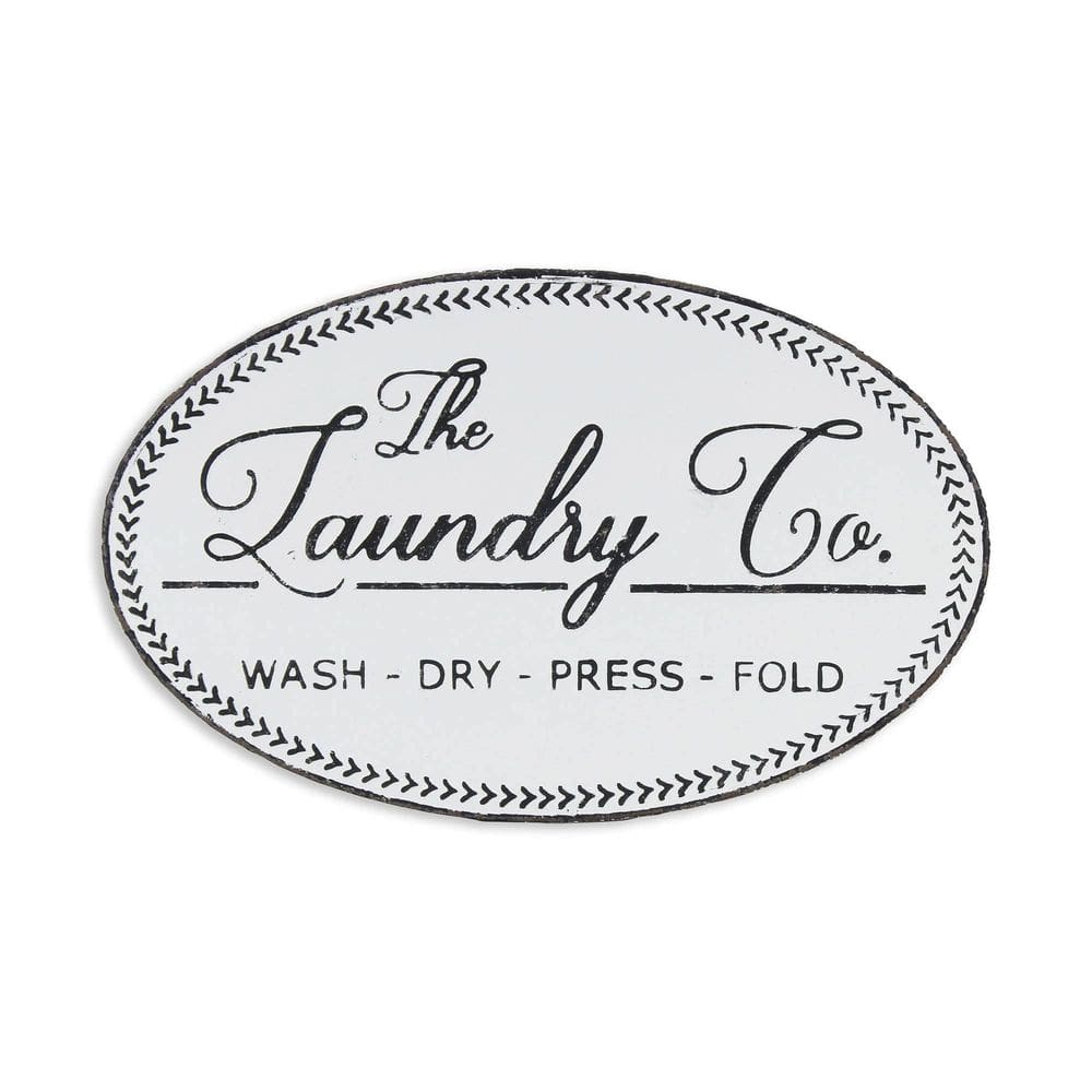 Placa decorativa Cheung`s Rustic White Grey Metal Laundry