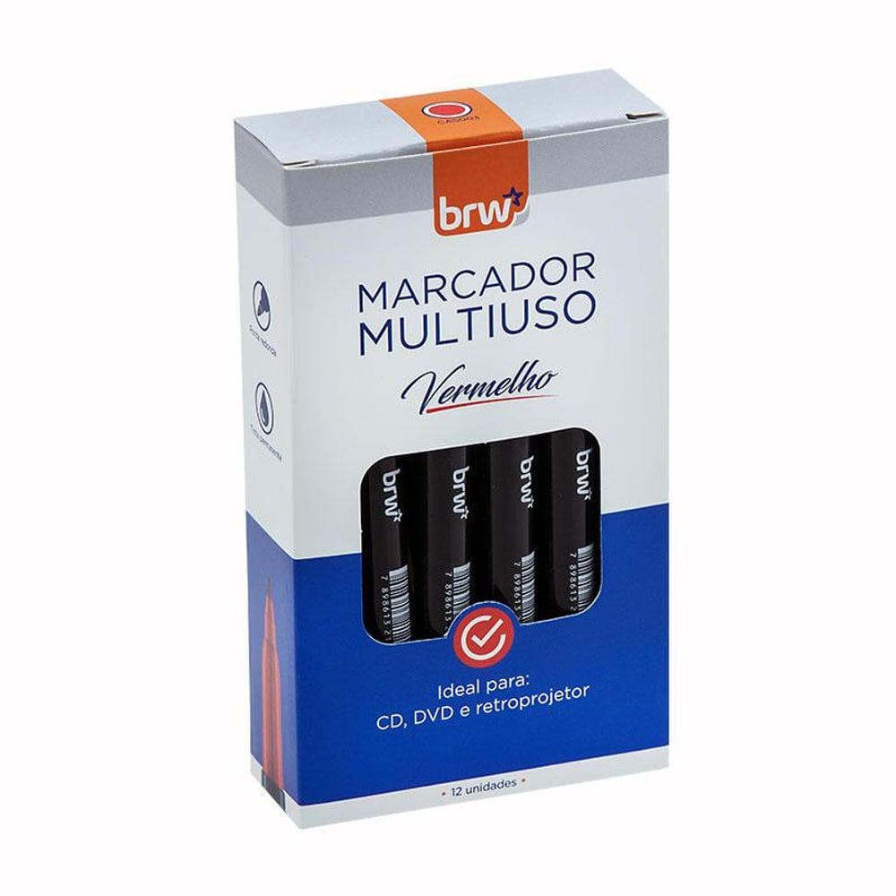Pincel para retroprojetor 2mm Vermelho CA5003 com 12 unidades - BRW