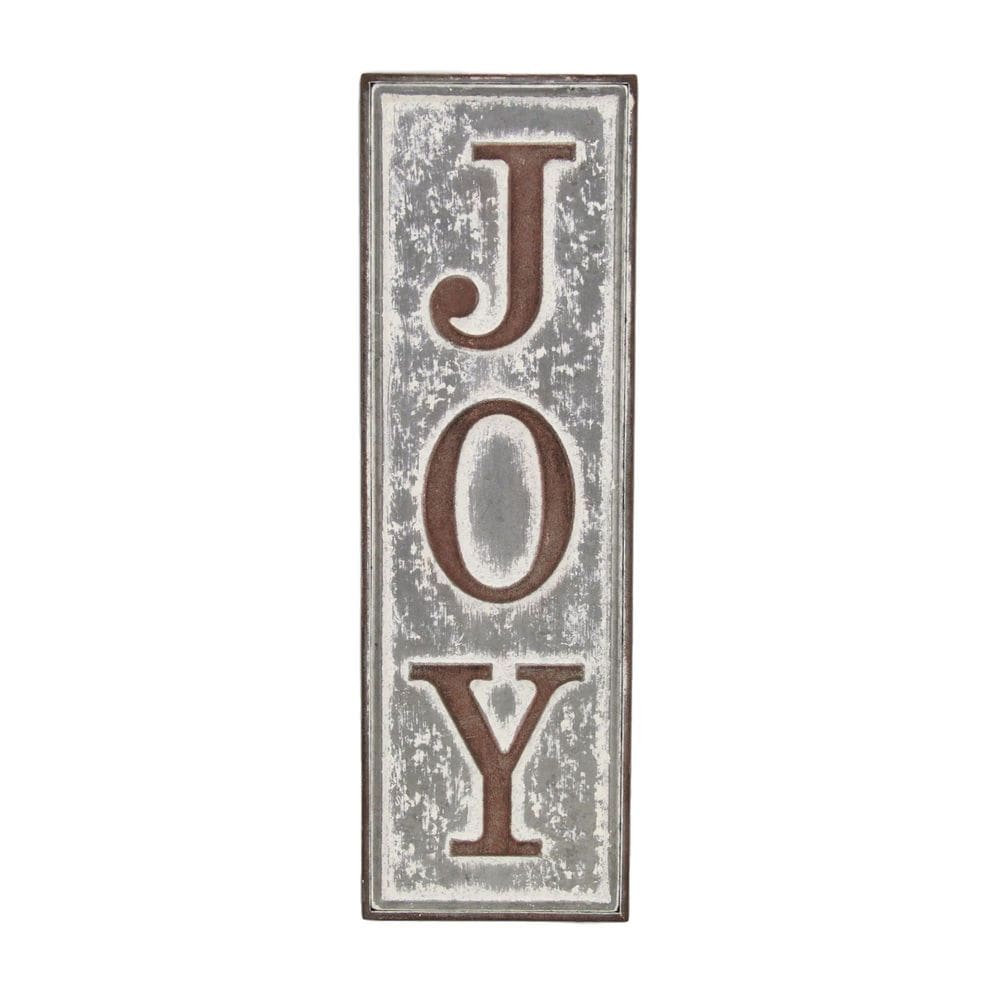 Placa de parede Cheung`s Joy Vertical Farmhouse Grey Metal