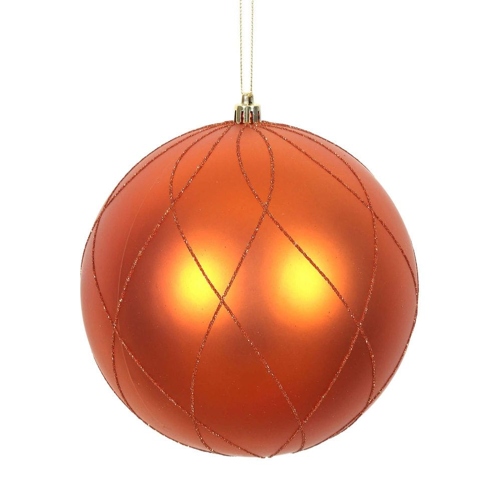 Enfeite suspenso Vickerman de 15 cm Orange Matte Glitter, pacote com 3