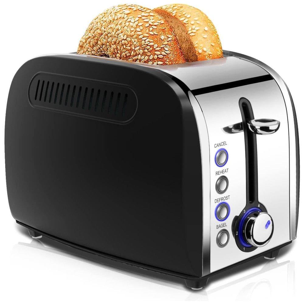 Torradeira Elétrica de 2 Fatias com 6 Níveis de Tostagem, 800W, 110v, JEWJIO T 36AU, Preto