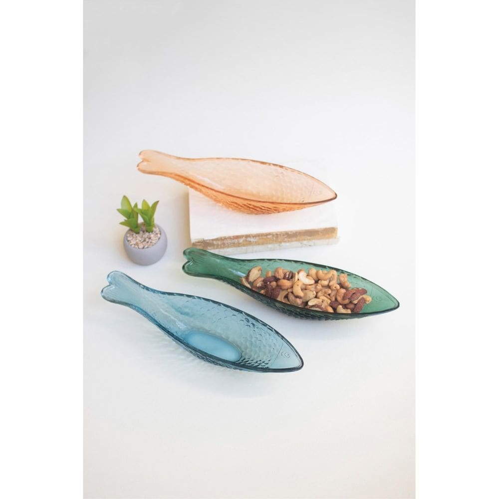 Conjunto de 3 aquários de vidro Kalalou, coloridos