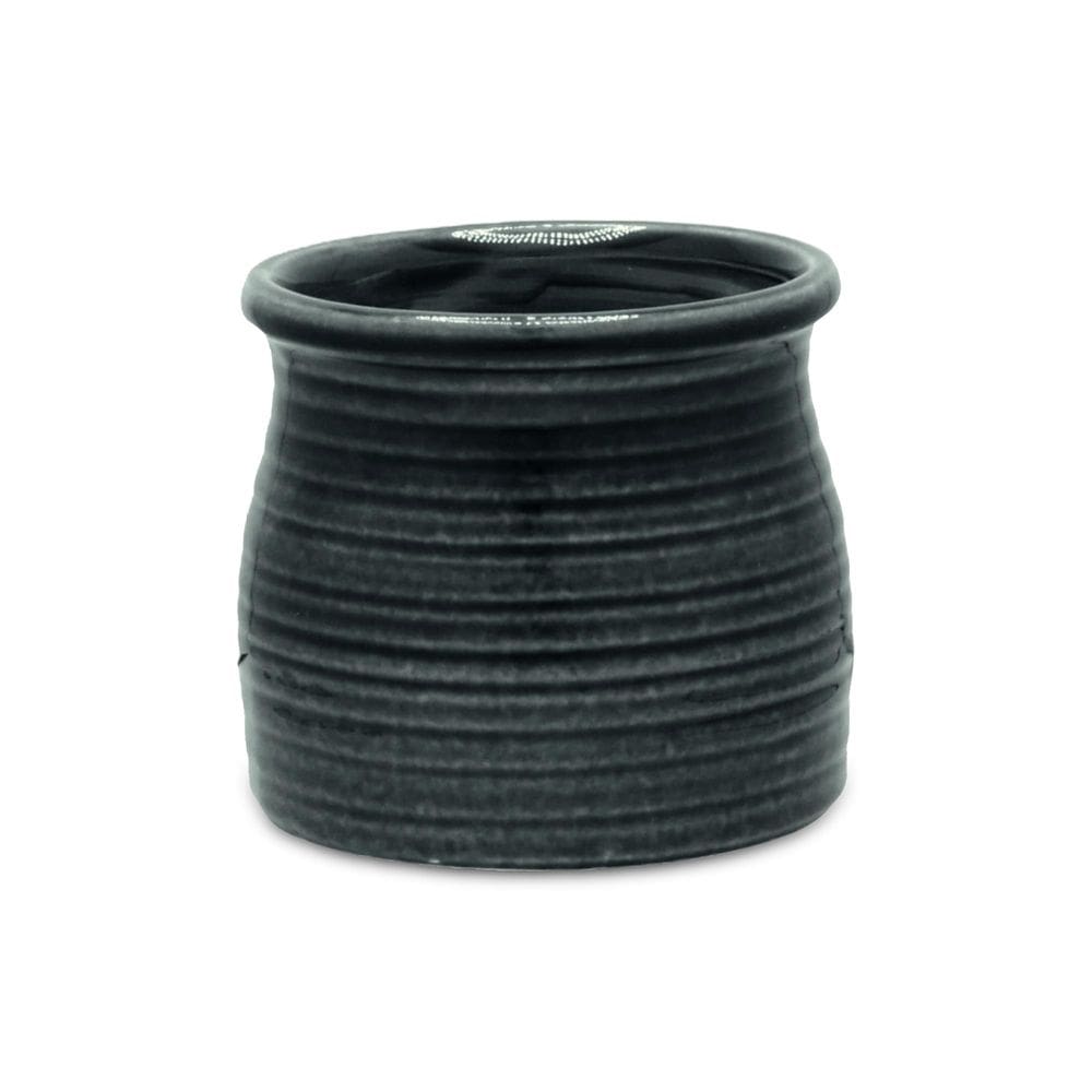 Vaso de cerâmica curvo Planter Cheung`s Kifon cinza escuro médio