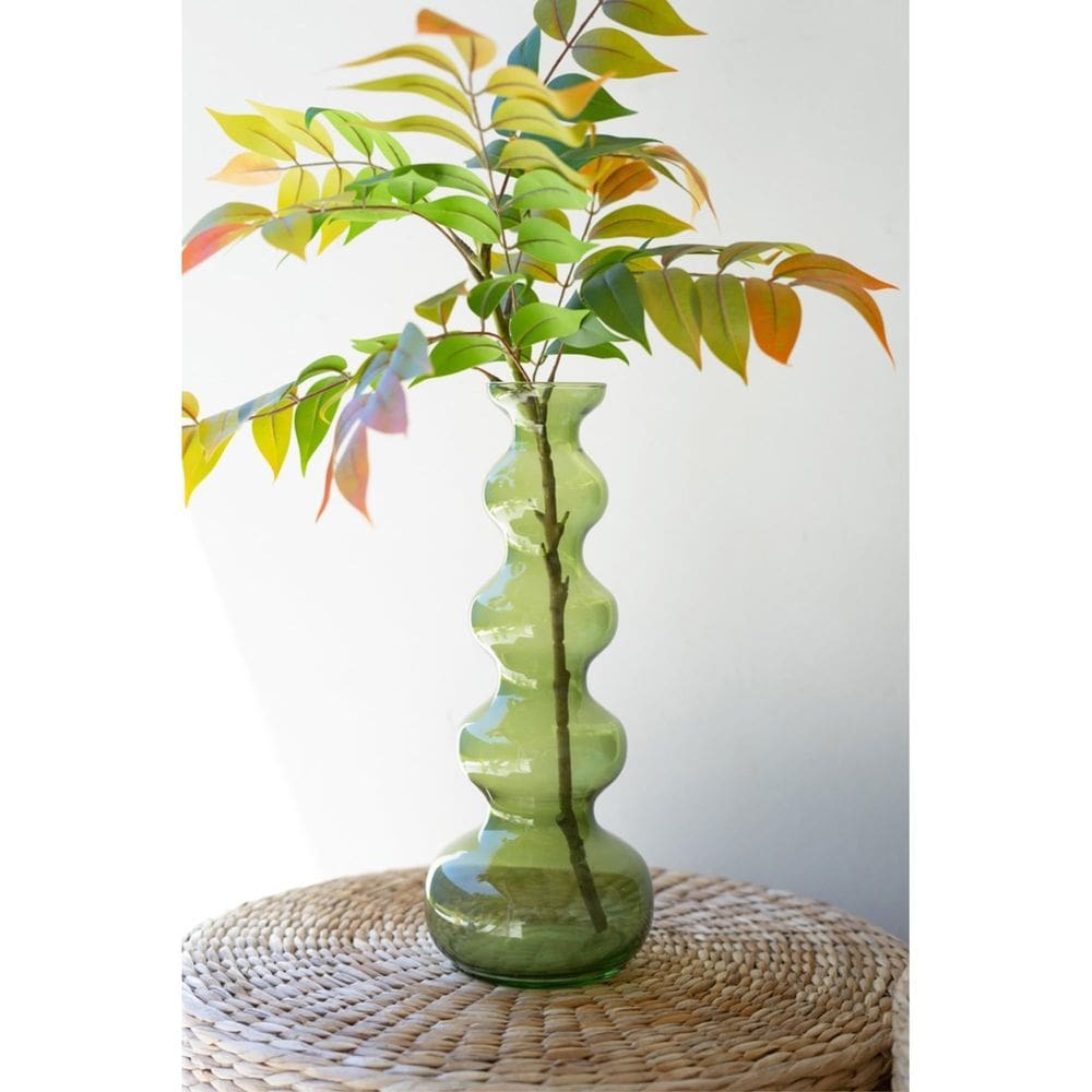 Vaso KALALOU Pequeno Vidro Bolha Verde