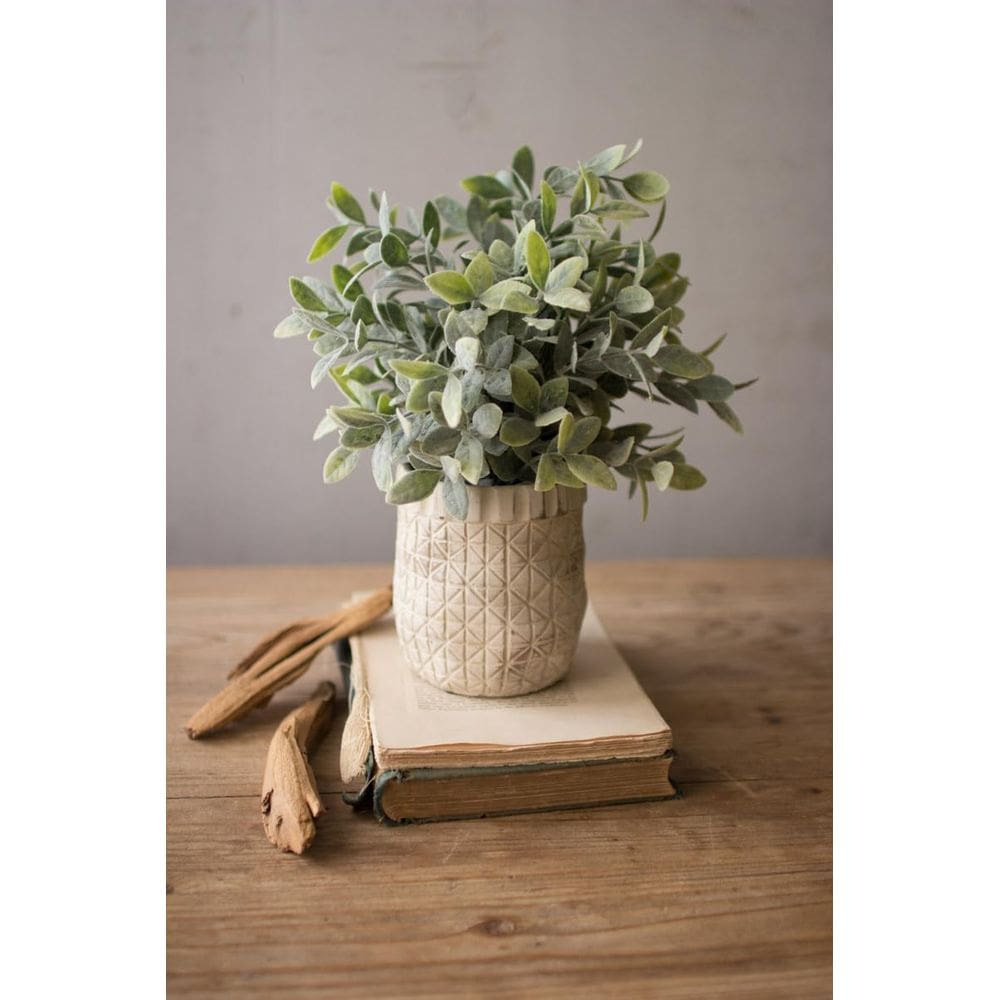 Planta artificial KALALOU Sage em vaso branco cruzado 15x30cm