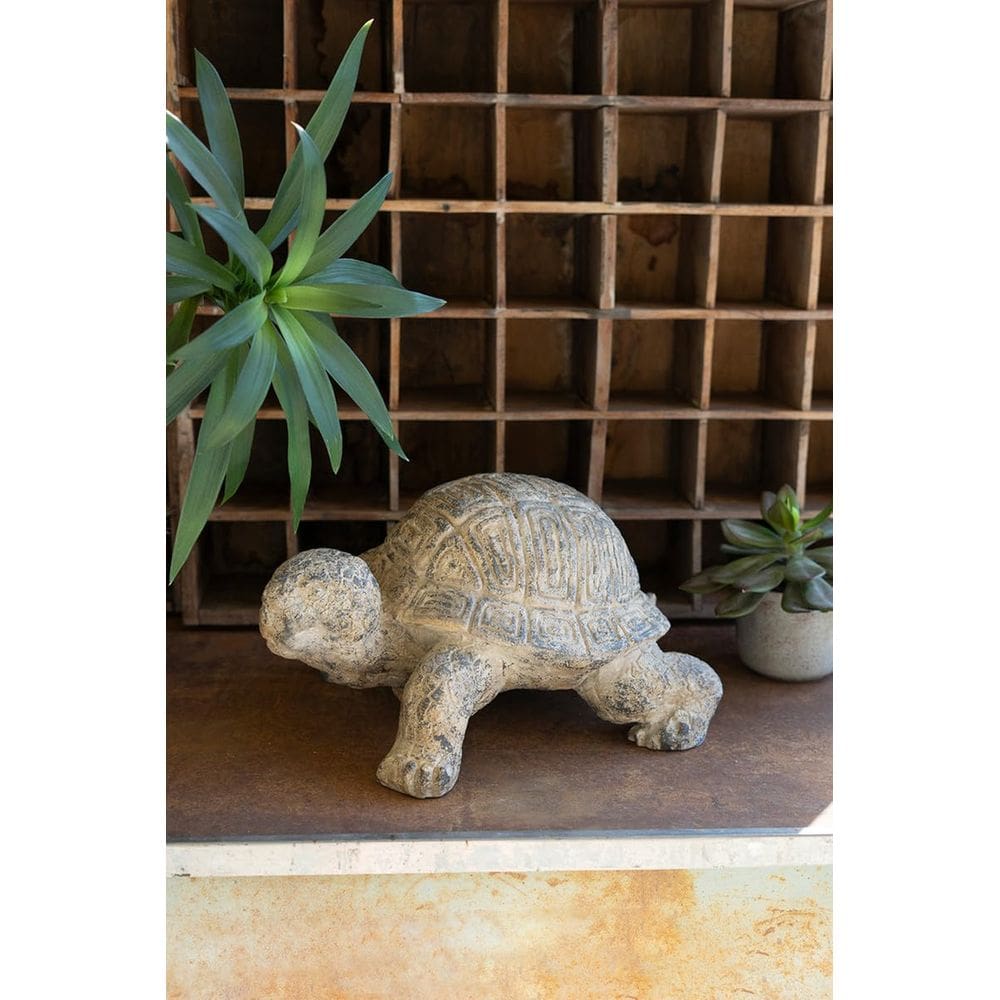 Estátua KALALOU Faux Concrete Turtle 43 cm, decoração interna e externa