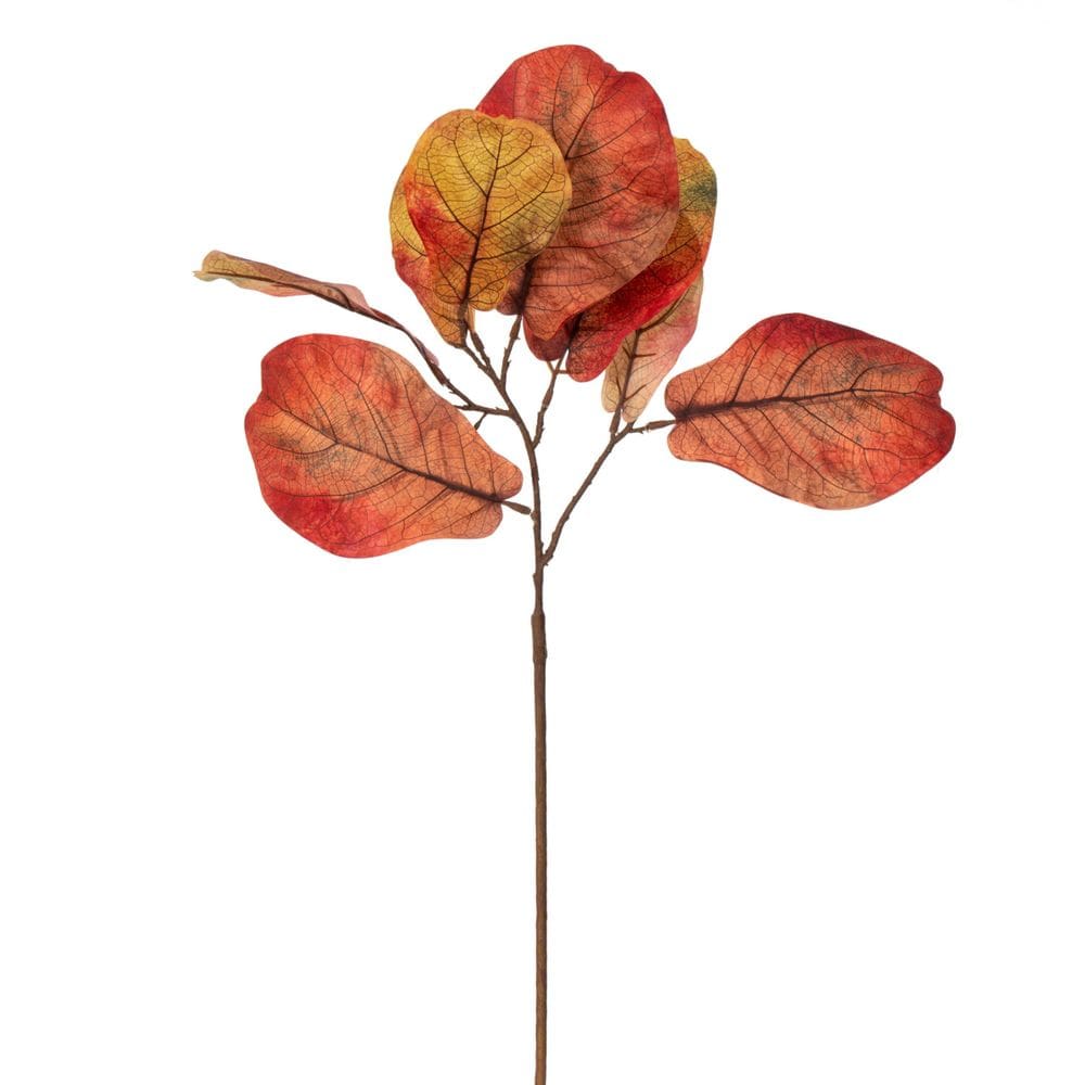 Spray de folhas de violino para plantas artificiais Vickerman Orange Fiddle 79 cm, pacote com 3