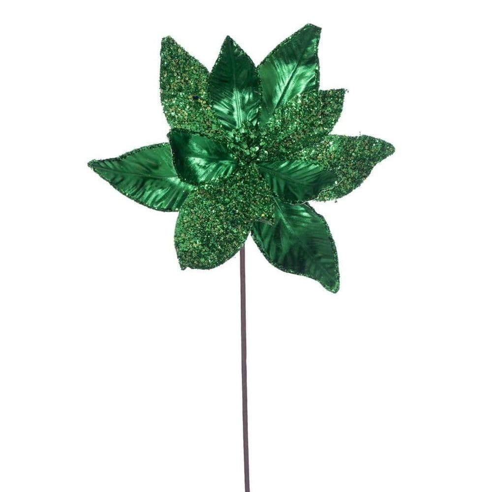 Planta Artificial Vickerman Poinsettia 55 cm Verde Medianoche Paquete de 6