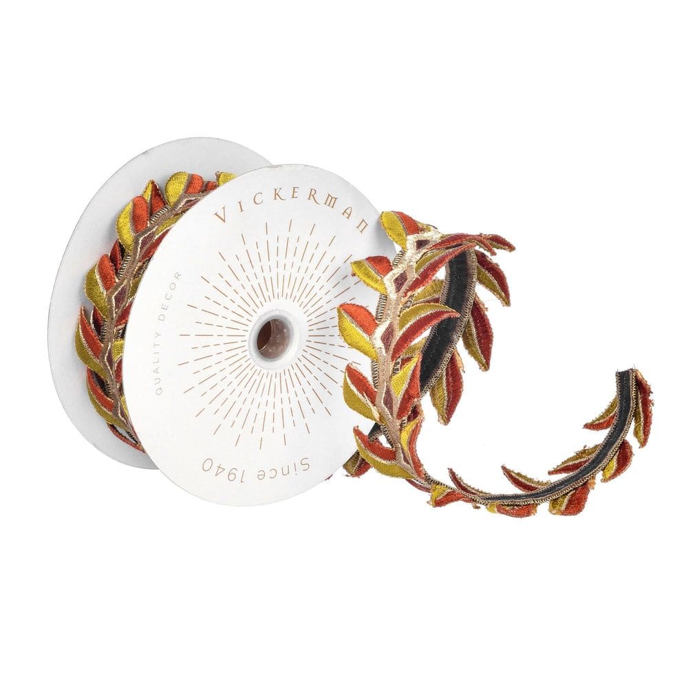 Fita decorativa Vickerman 6,4 cm x 4,6 m com borda com fio