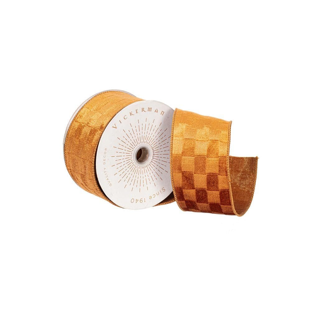 Fita decorativa Vickerman Mocha Velvet 6,4 cm x 9,1 m