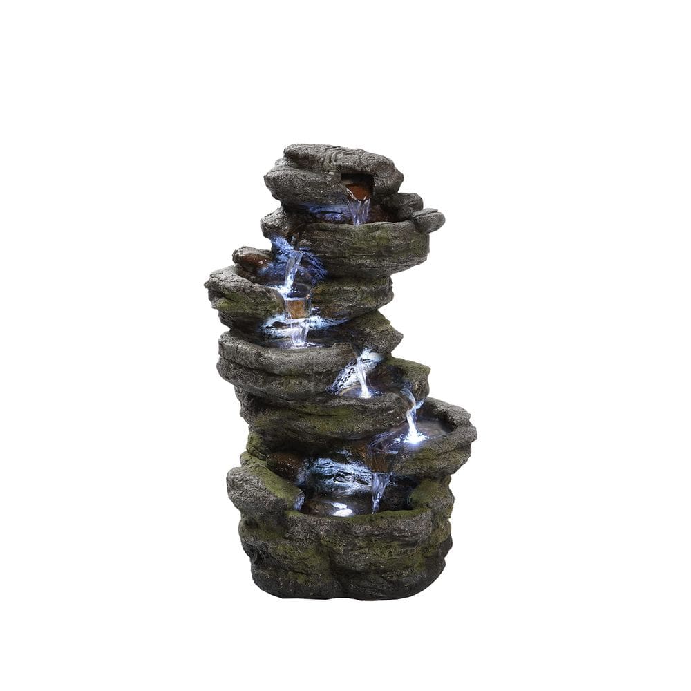 LED de rocha de vários níveis da Fountain Hi-Line Gift Ltd 79560-B