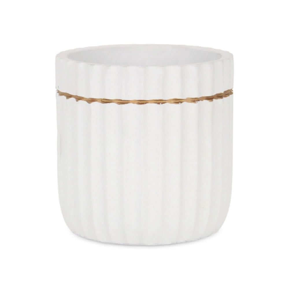 Planter Cheung`s Aurina, 14 cm, cerâmica estriada, ouro branco