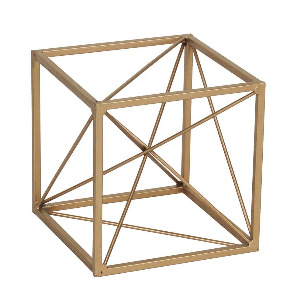 Cubo decorativo Cheung`s 4738S em metal dourado 15cm