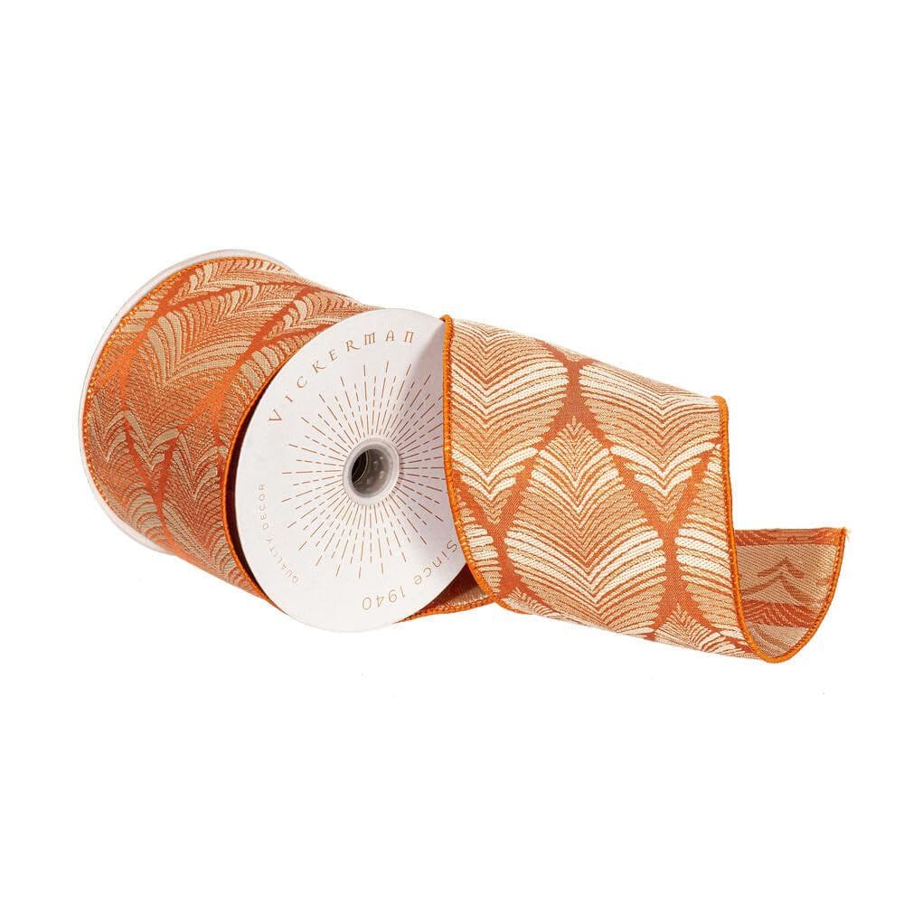 Fita decorativa Vickerman 10 cm x 9,1 m laranja polida