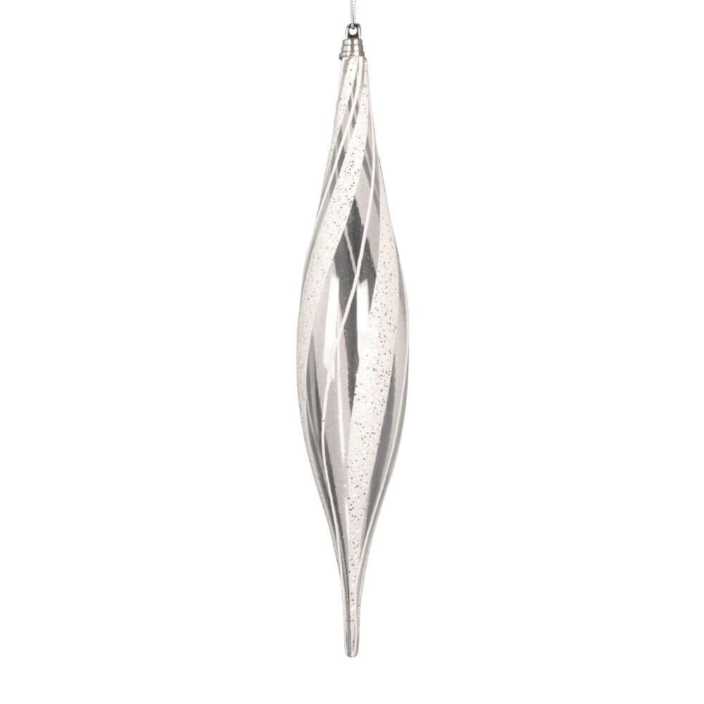 Enfeite suspenso Vickerman 33 cm Clear White Silver Glitter
