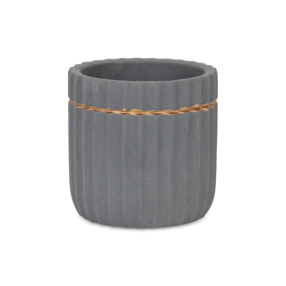 Vaso de cerâmica cinza pequeno Planter Cheung`s Aurine com acabamento dourado
