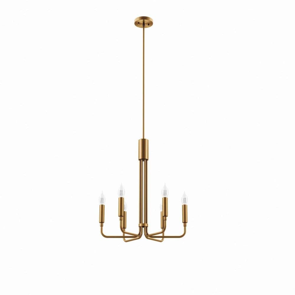 Luminária Modway Rekindle de 6 luzes em latão acetinado