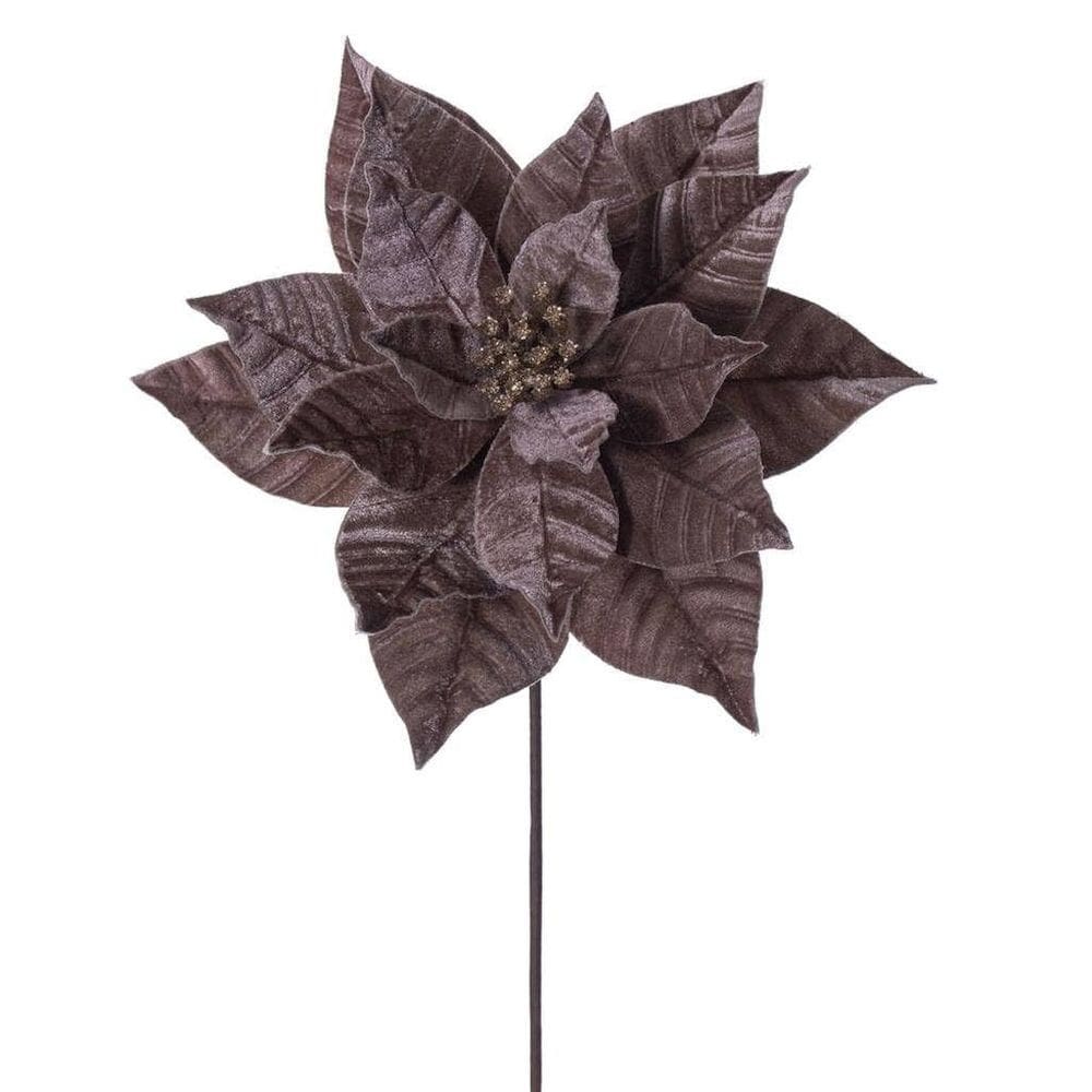 Flor artificial Vickerman Mocha Poinsettia 54,6 cm 12”, pacote com 6