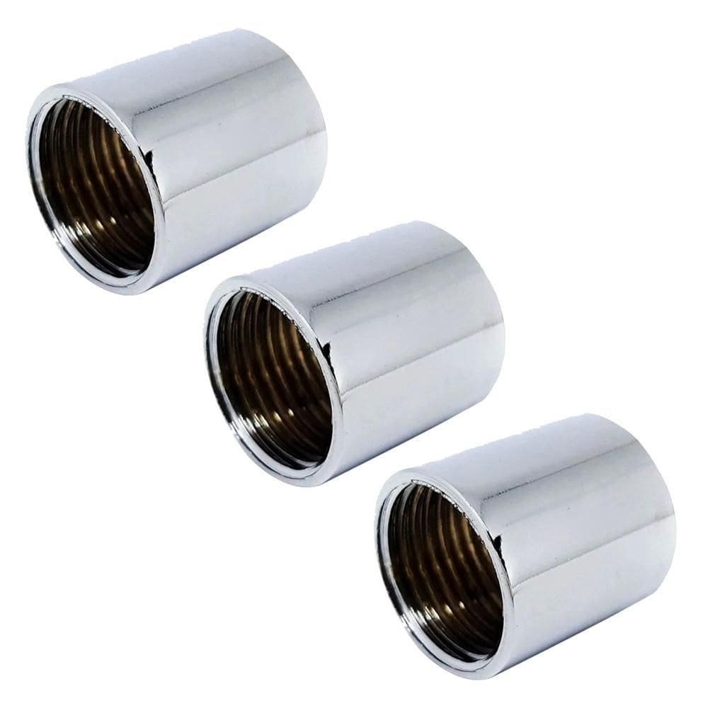 Kit 3 Conexão Luva Metal Cromada Rosca Fêmea 1/2`` X 1/2``