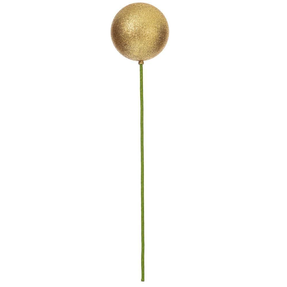Escultura Vickerman 4”, ornamento de bola de glitter dourado em bastão de 46 cm