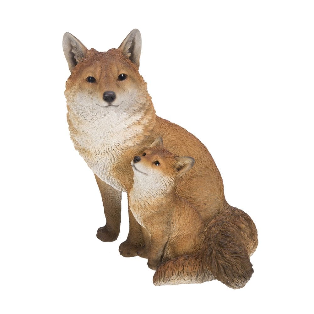 Estatueta Hi-Line Gift Ltd. Mãe e bebê Fox sentados em marrom