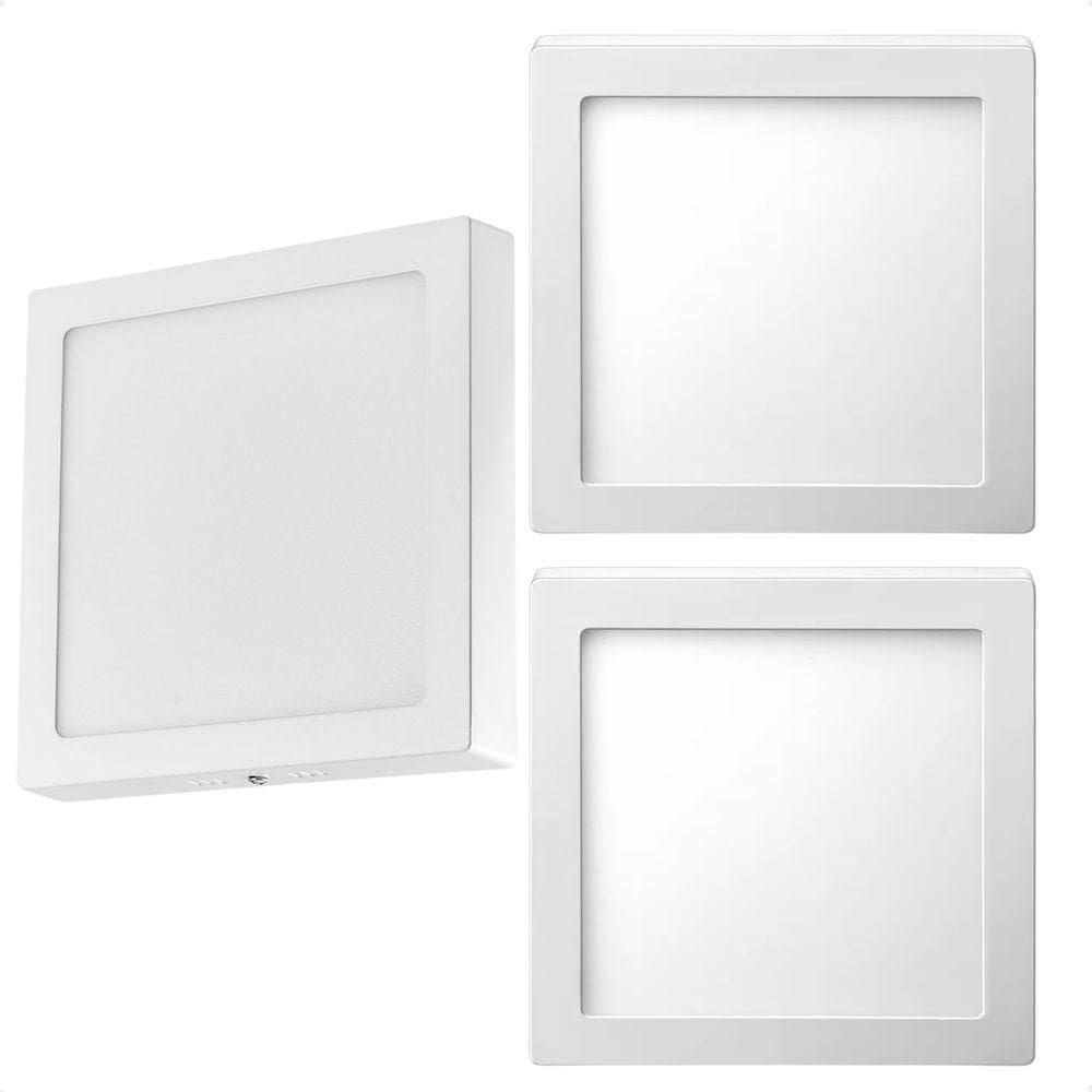 Kit 3 Painel De Led Quadrado Sobrepor 12w Bivolt Taschibra 6500k Frio