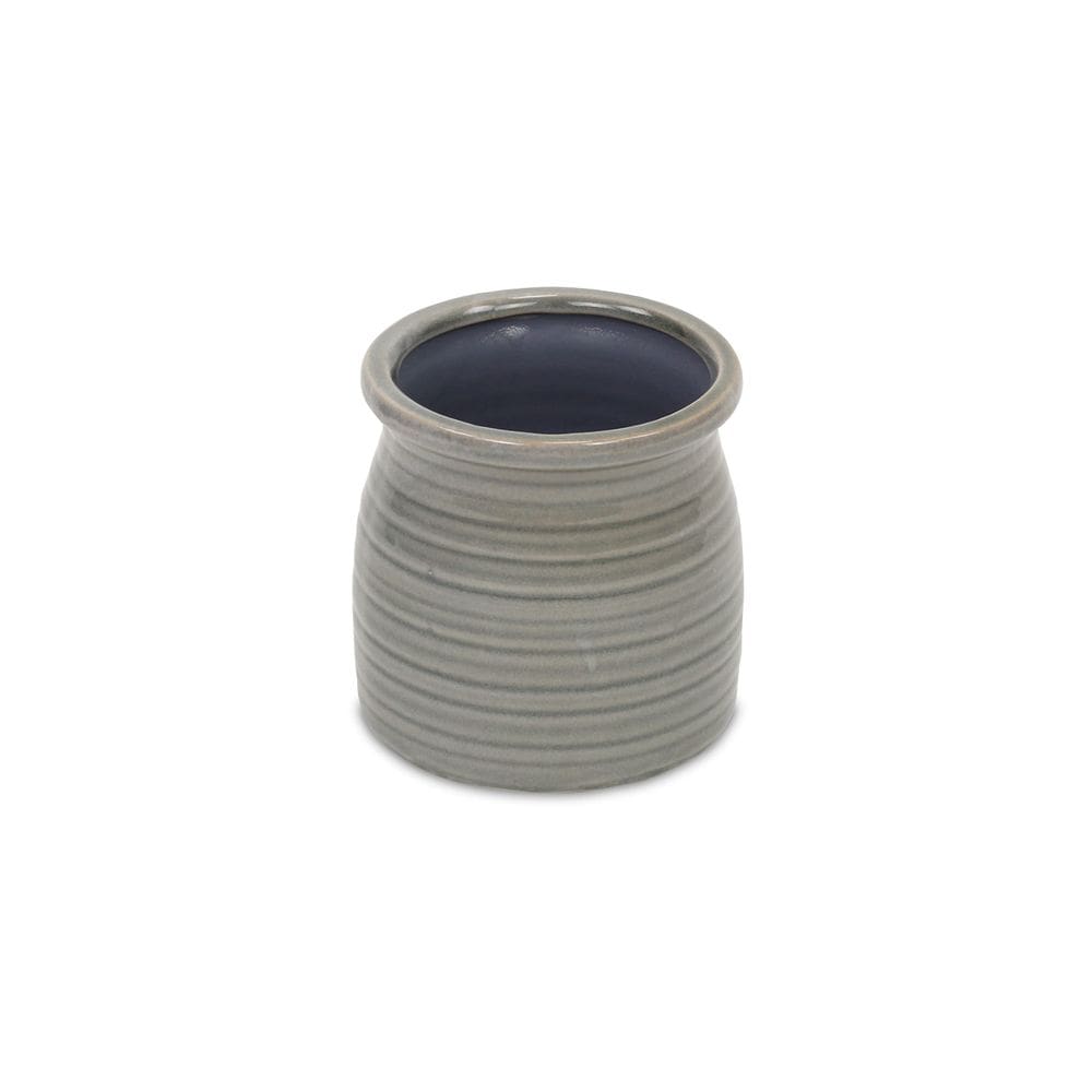 Plantador de cerâmica Cheung`s Grey Curved feito à mão