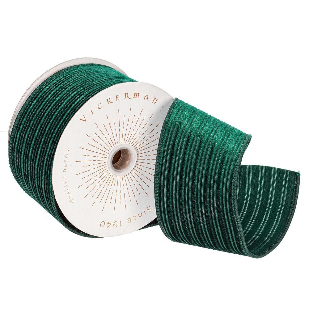 Fita decorativa Vickerman 6,5 cm x 9 m de veludo esmeralda