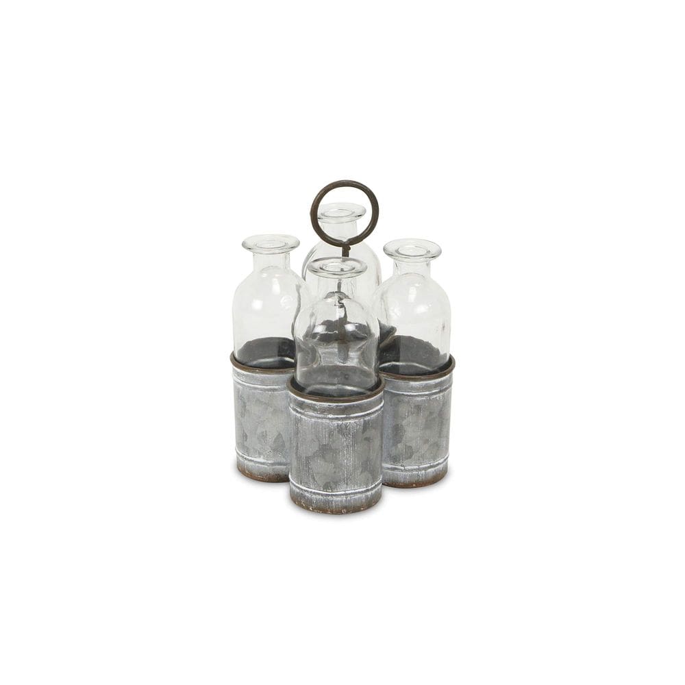 Suporte de jarra Cheung`s de metal galvanizado de 4 slots cinza