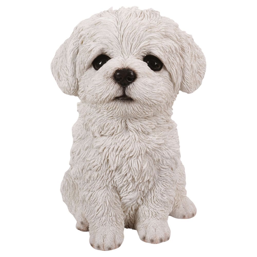 Estatueta Hi-Line Gift Ltd., poli-resina para cachorros malteses