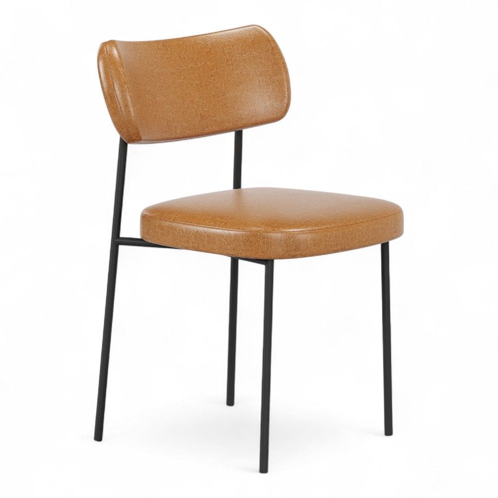 Cadeira Sala de Jantar Lila Estofada com Encosto Couríssimo Whisky - Abmaza