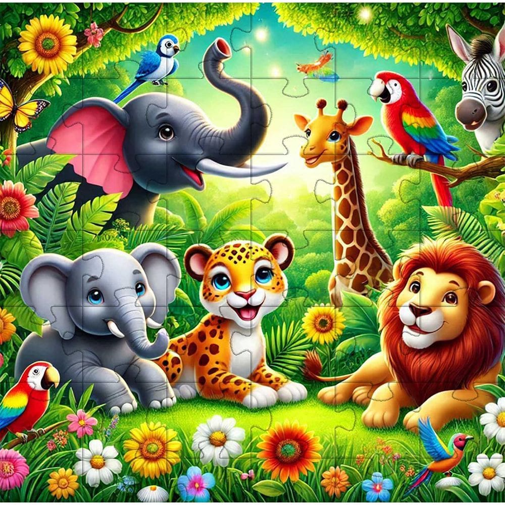 Quebra-Cabeças Infantil Animais Da Floresta 20 Peças Em Mdf