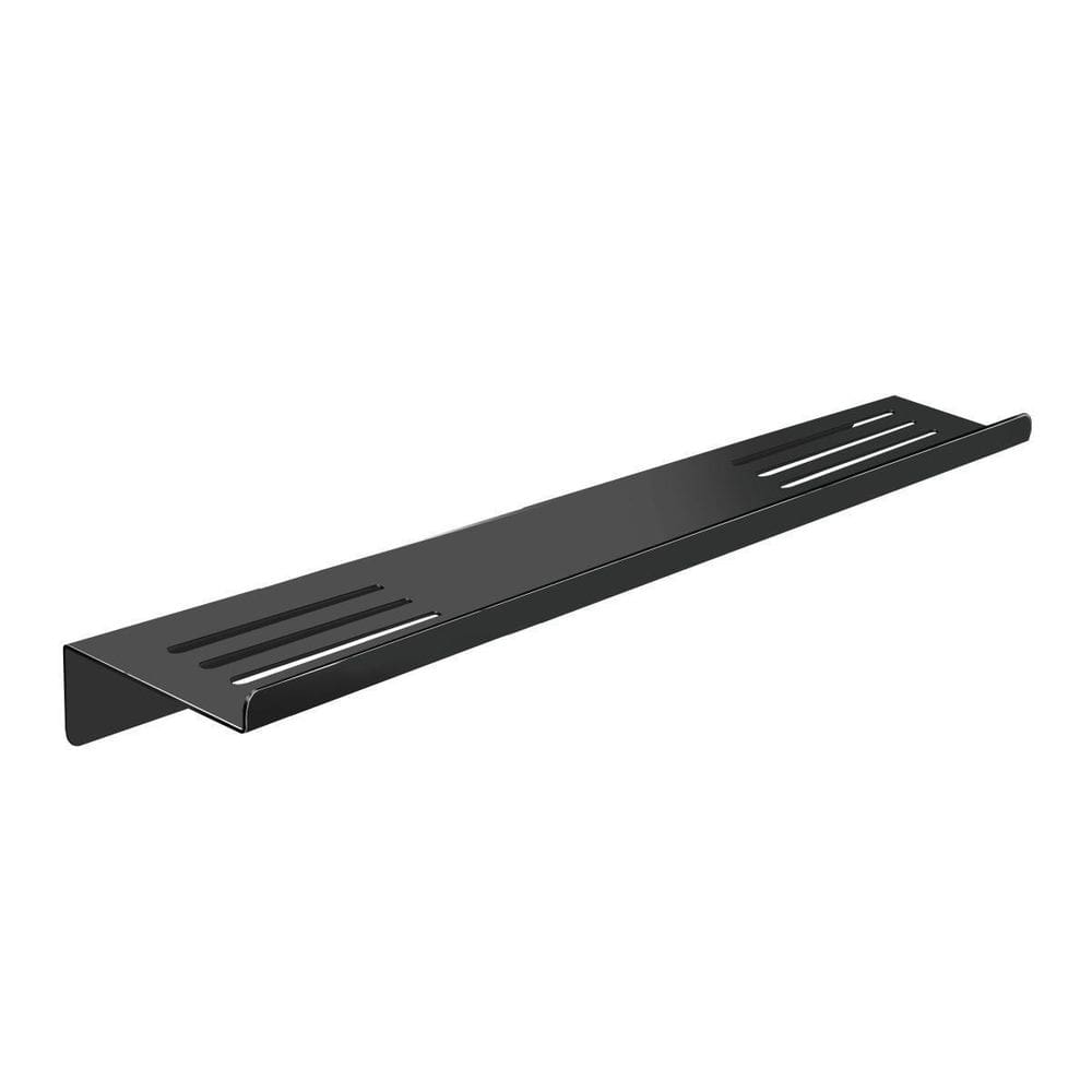 Prateleira Reta Dupla Banheiro Preto Fosco Grega Inox 40Cm