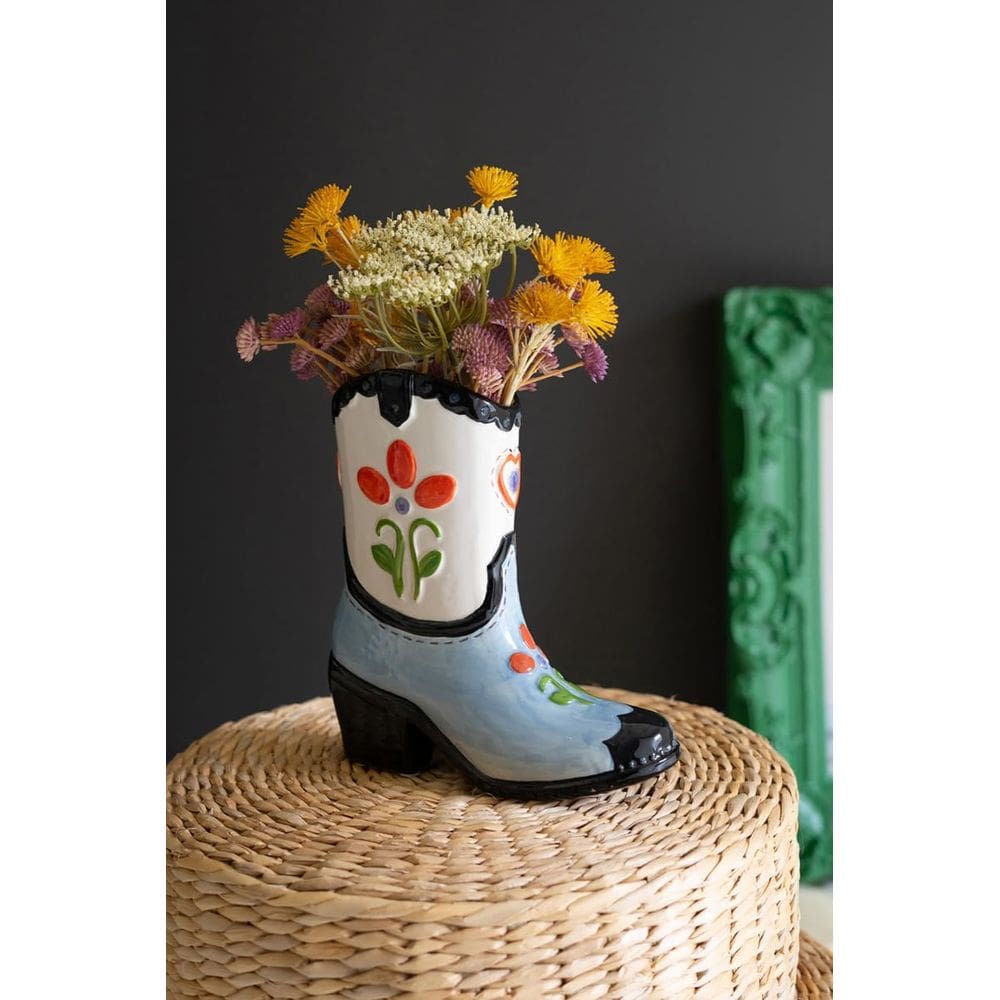 Vaso cerâmico para botas de cowboy KALALOU, 24 cm de altura, decoração de casa