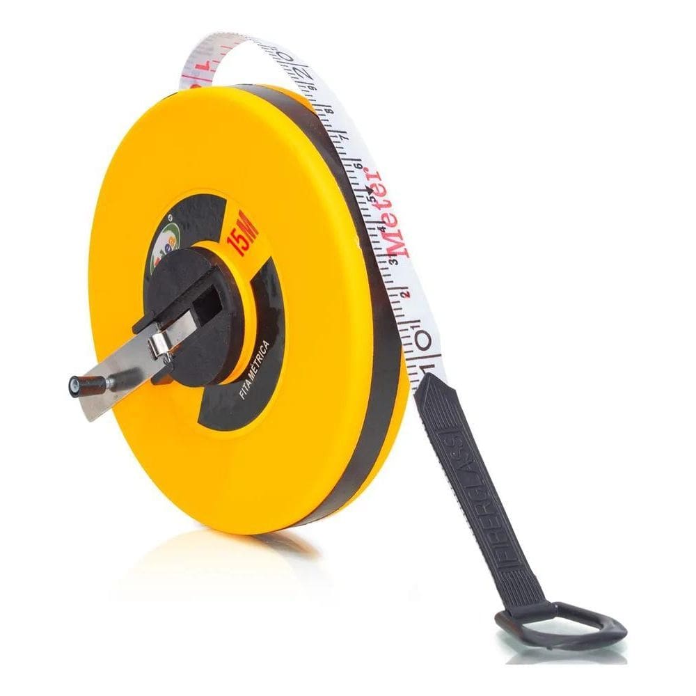 10X Trena 15 Metros Fita Fibra Vidro Com Manivela