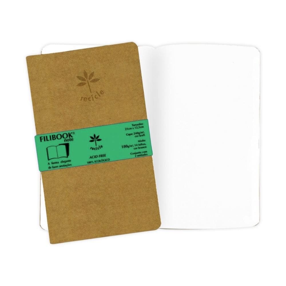 Caderneta Filibook Artistica 21X12,5Cm 14Fls Kraft/Branco