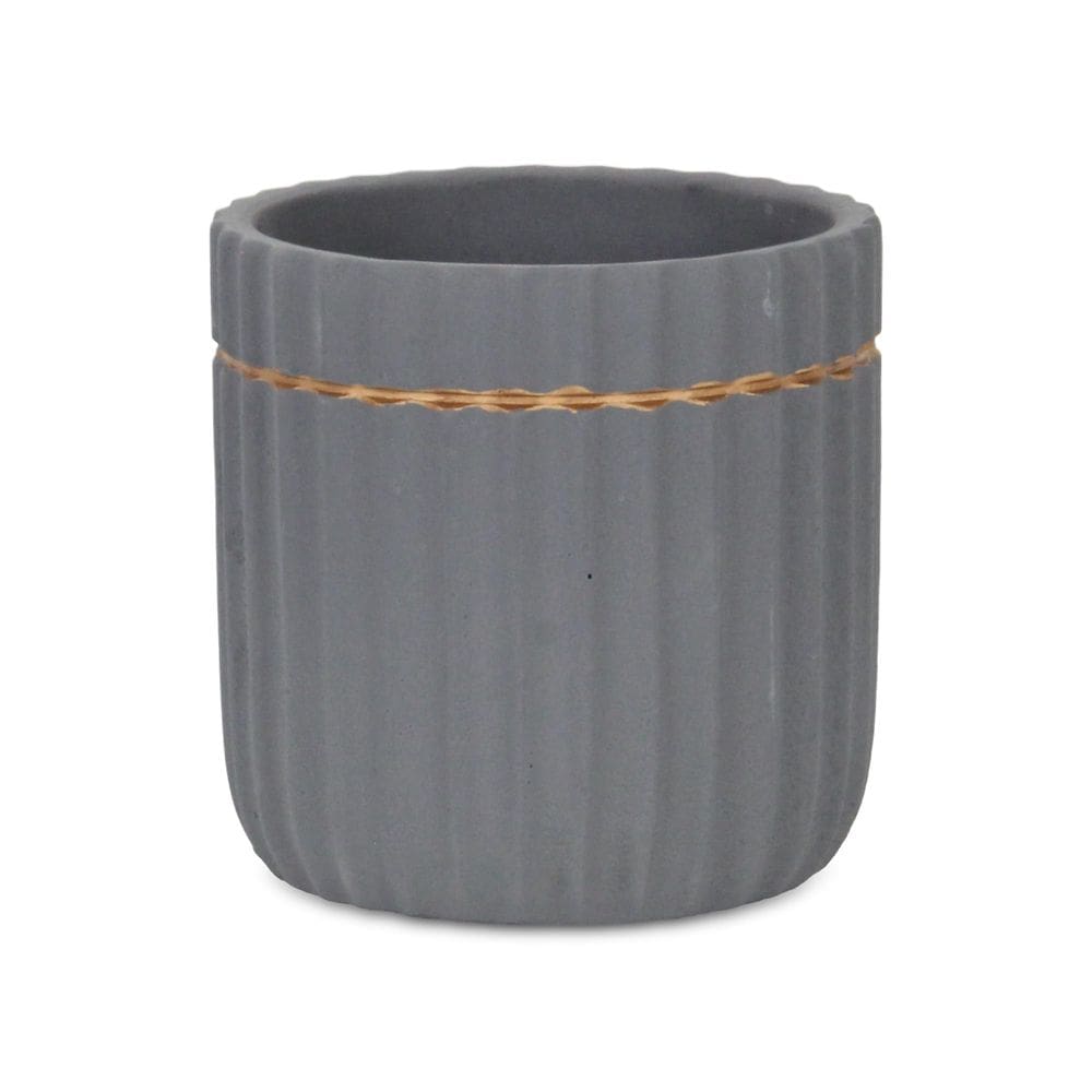 Vaso grande de cerâmica cinza Planter Cheung`s Aurina com acabamento dourado