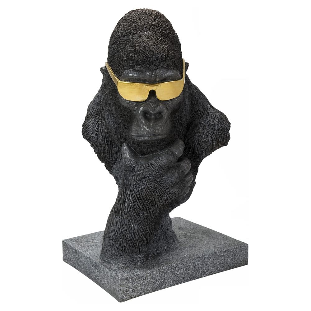 Escultura de presente de alta linha com cabeça de gorila com óculos dourados