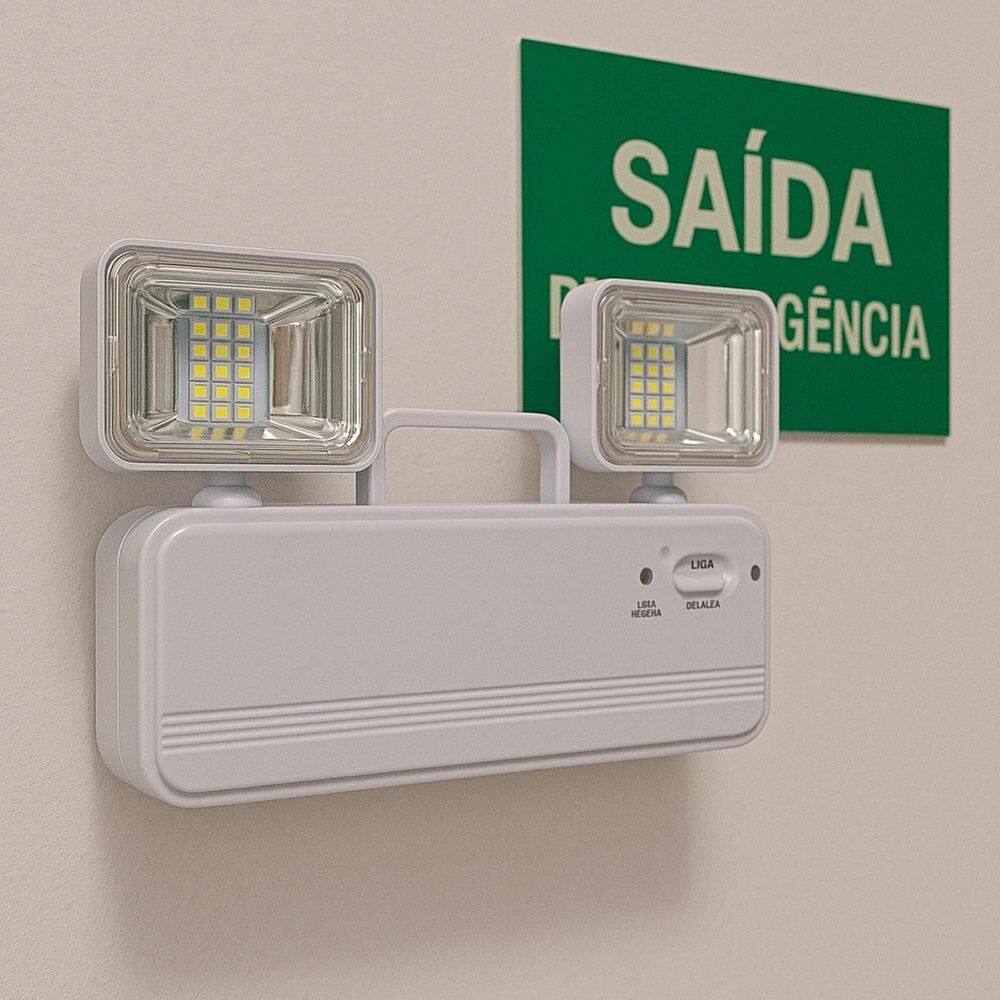 Luminária De Emergência Luz Led Kit Completo Bivolt